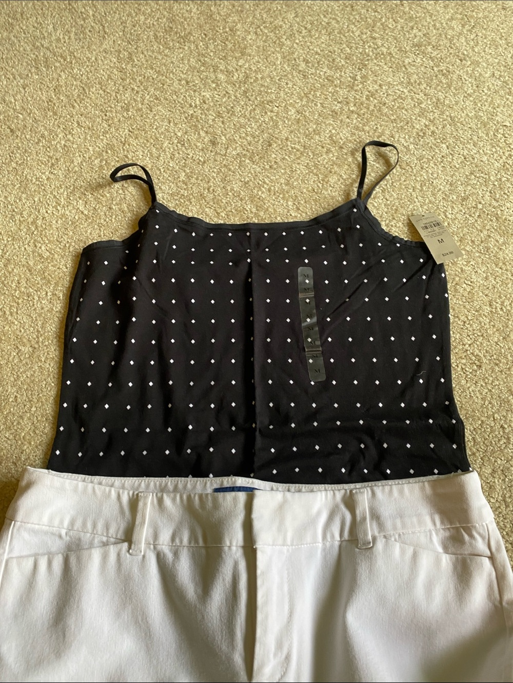 Ann Taylor Black Polka Dot Spaghetti Strap Cami